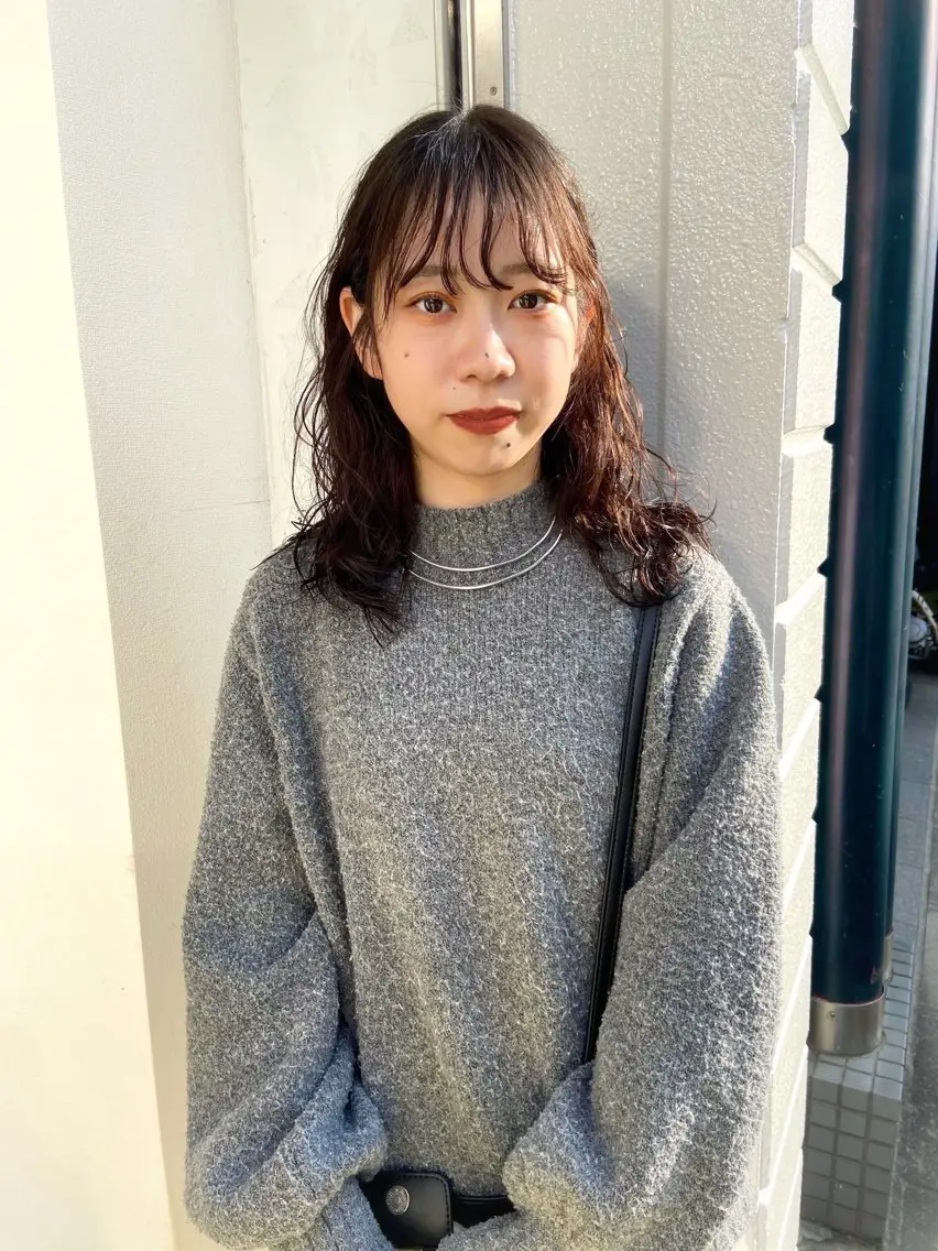 ミディアム パーマ 顔周りカット 似合わせカット/ パーマ/藤田和樹のヘアスタイル