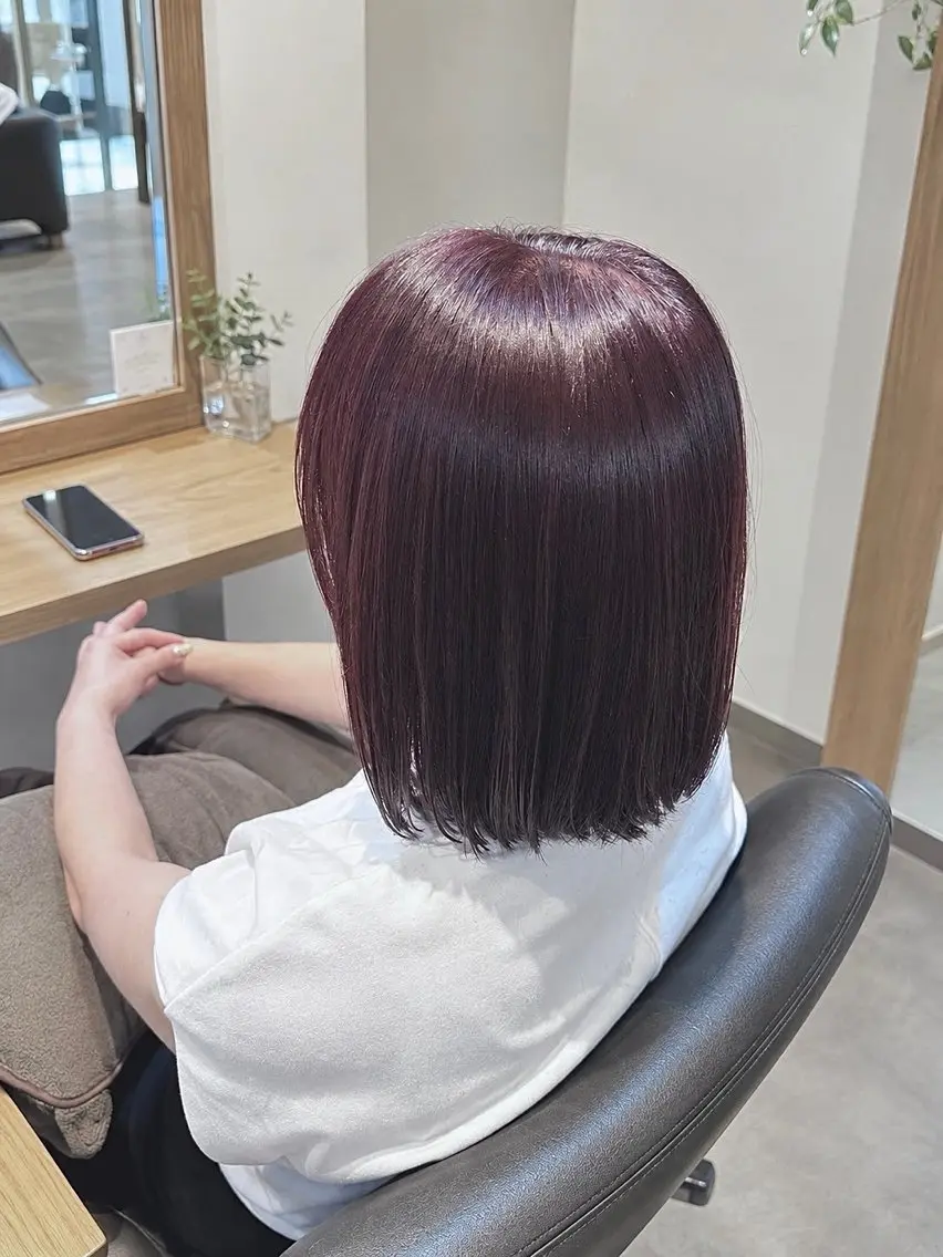 カラー ボルドーカラー カット ヘアカラー トリートメント ⟡ レイヤーカット / 花音 ⟡のヘアスタイル