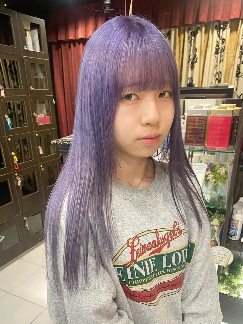 ロング カラー ラベンダーカラー シルバー ヘアカラー グレージュ達人/赤み 消し/ブリーチ/岩崎のヘアスタイル