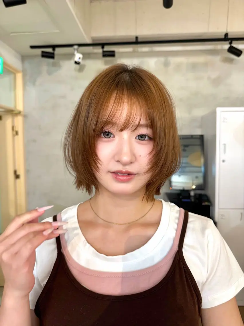 ショート 🧡ボブ/うる艶カラ ー🩵　さくら🌸のヘアスタイル