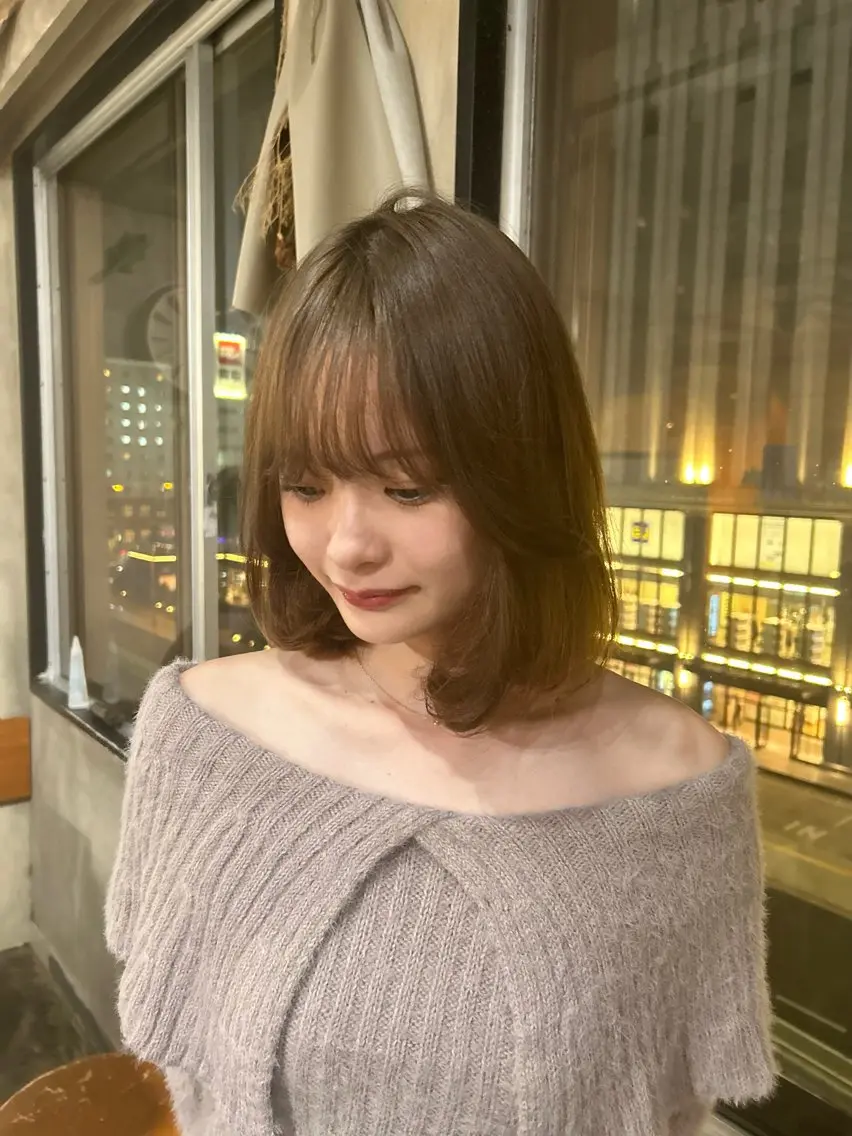 ミディアム カット ヘアカラー トリートメント moe🎀 透明感♡似合わせのヘアスタイル