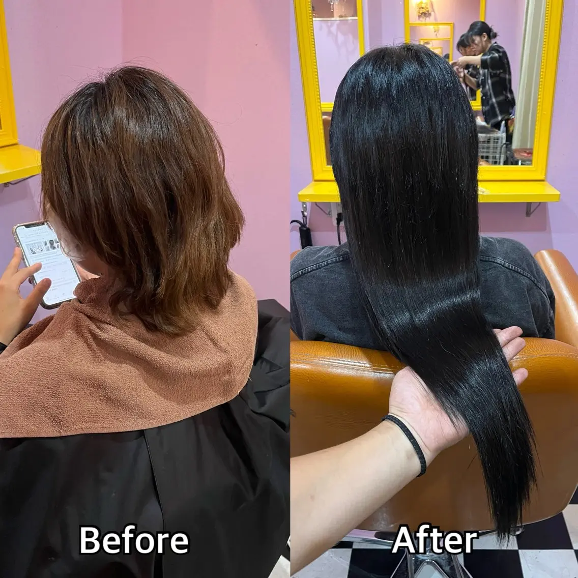 ロング カラー+ちび編み込み エクステ梅田🐨のヘアスタイル