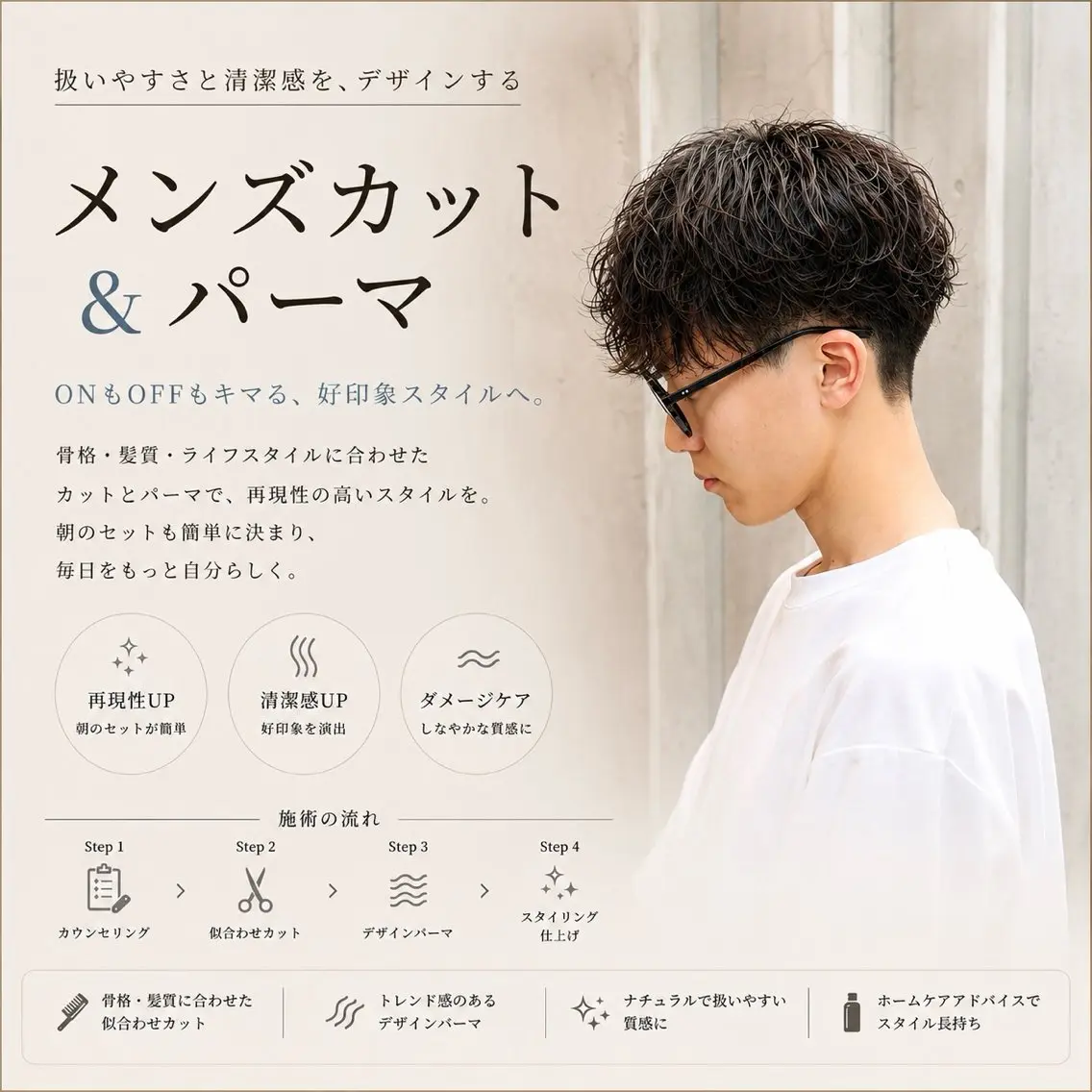 🔥メンズカット＋パーマ 【スパイラル、ツイスト、波巻き＋¥3000】🔥★ ¥8000の写真