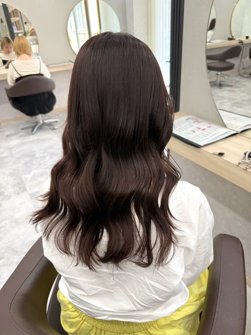 ロング カラー ブラウンカラー ピンクカラー ピンクブラウン カット ヘアカラー ブリーチ/ハイトーン /渋沢/みなのヘアスタイル