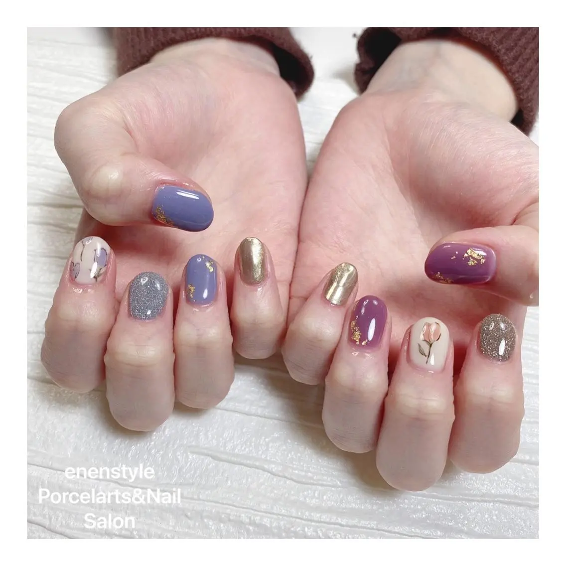 ミディアム ネイル ハンドネイル 🐾enen style 🐾のネイルデザイン
