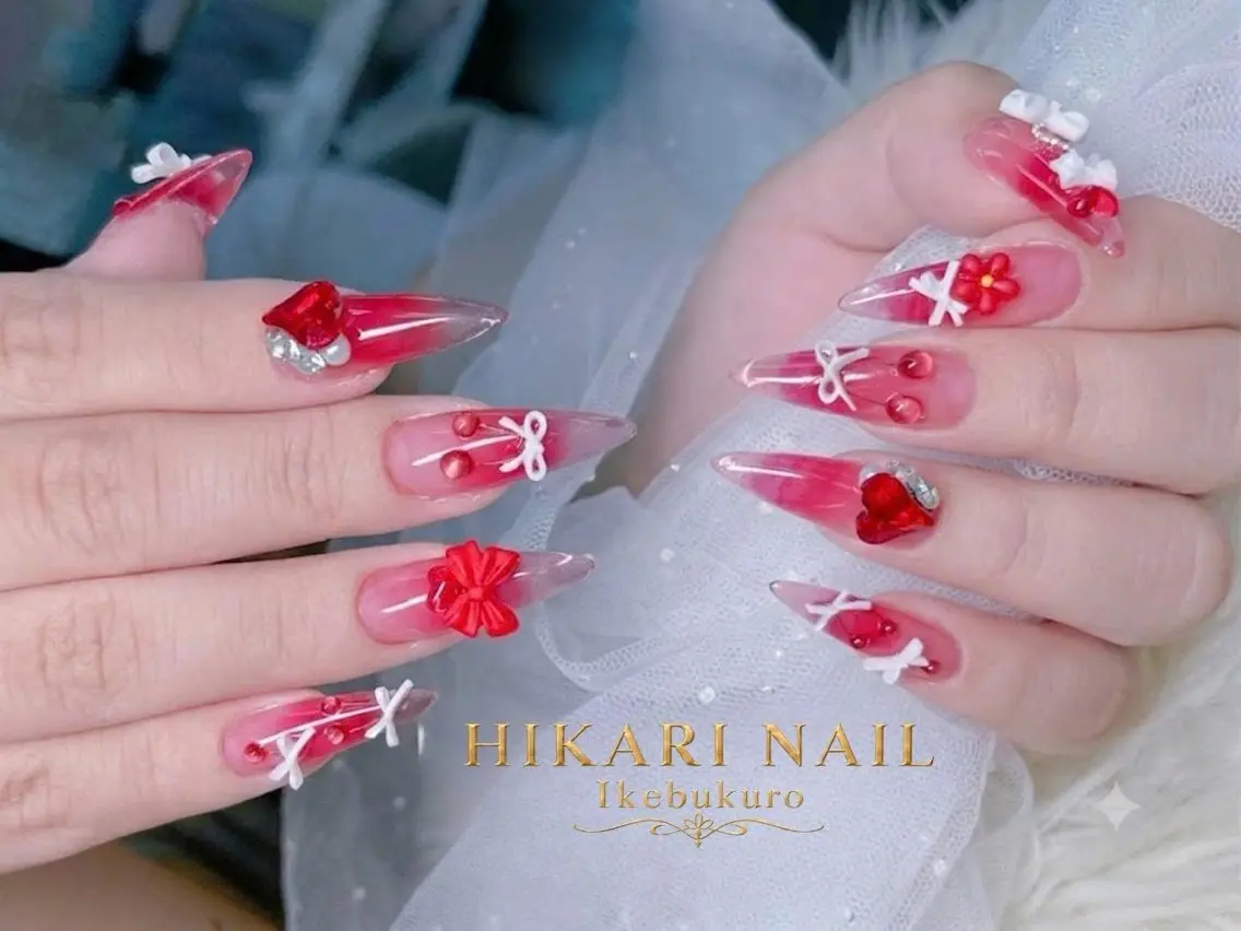 ネイル チークネイル 長さ出し フレンチネイル ガーリー ハロウィン ハンドネイル HikariNail Ikebukuroのネイルデザイン