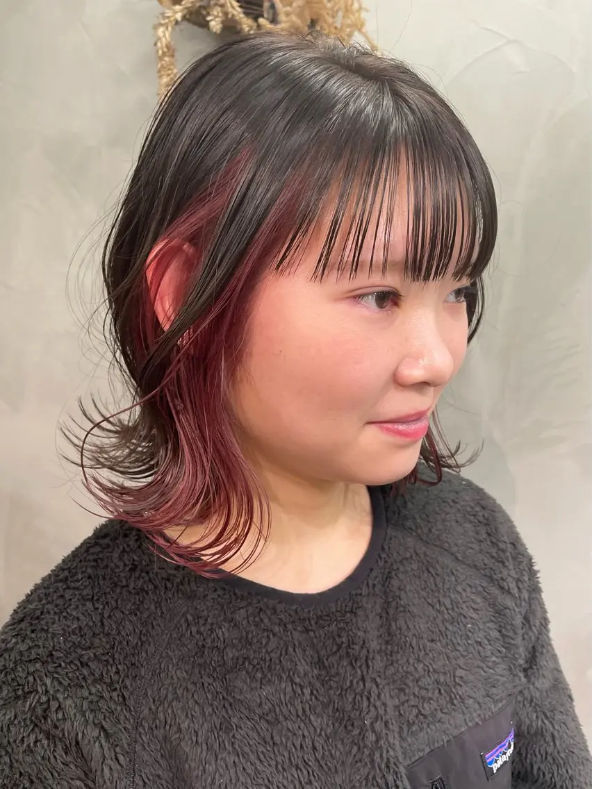 ミディアム カラー ブリーチ ケアブリーチ ダブルカラー インナーカラー ピンクカラー カット ヘアカラー RorriM natsuのヘアスタイル
