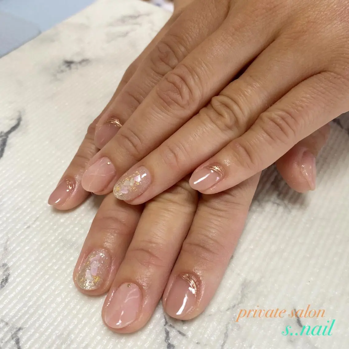 ネイル 大理石ネイル(マーブル) オフィスネイル ピンク ハンドネイル フットネイル s..nail / MORITAのネイルデザイン