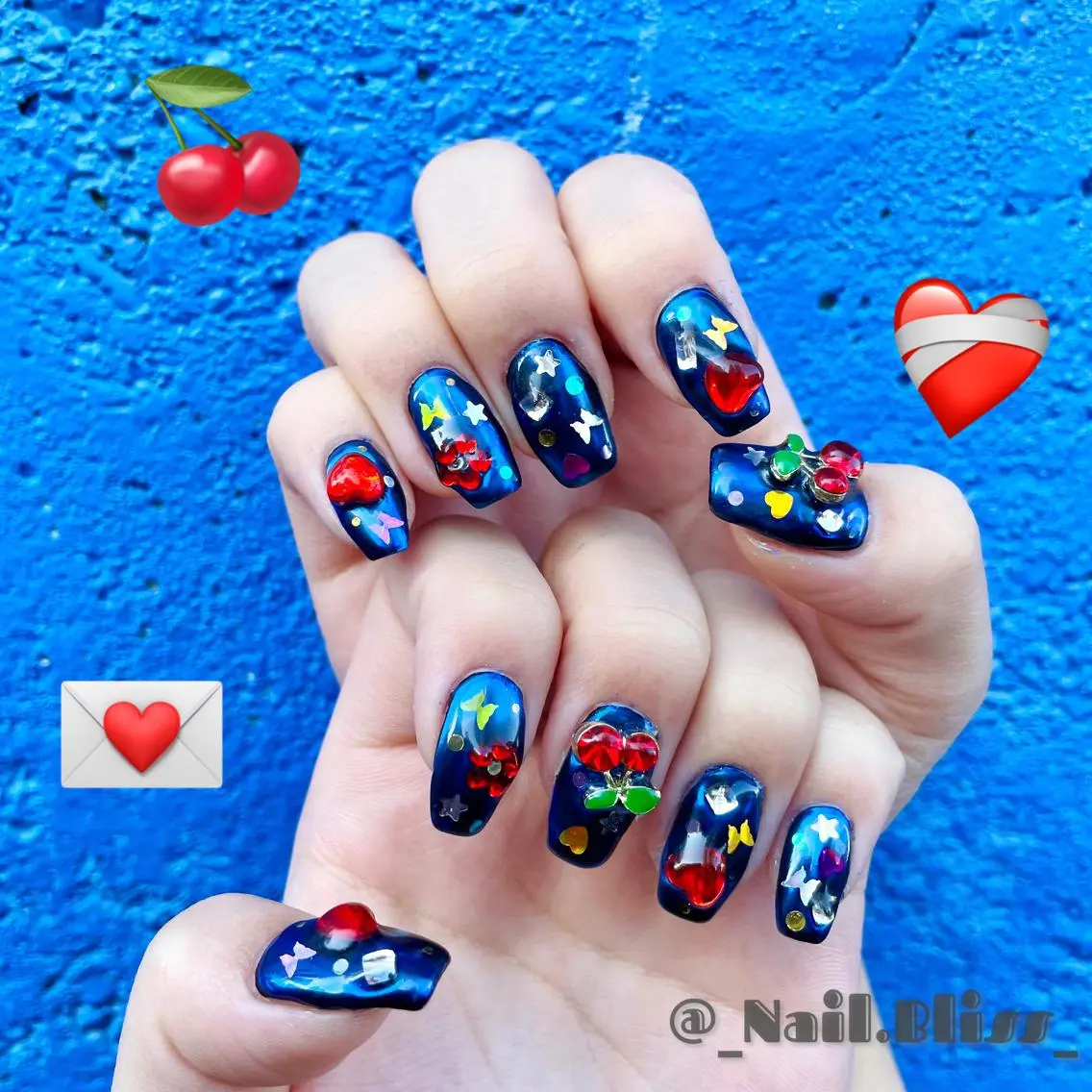 ネイル ブルー ミラーネイル ハンドネイル NAIL BLISSのネイルデザイン