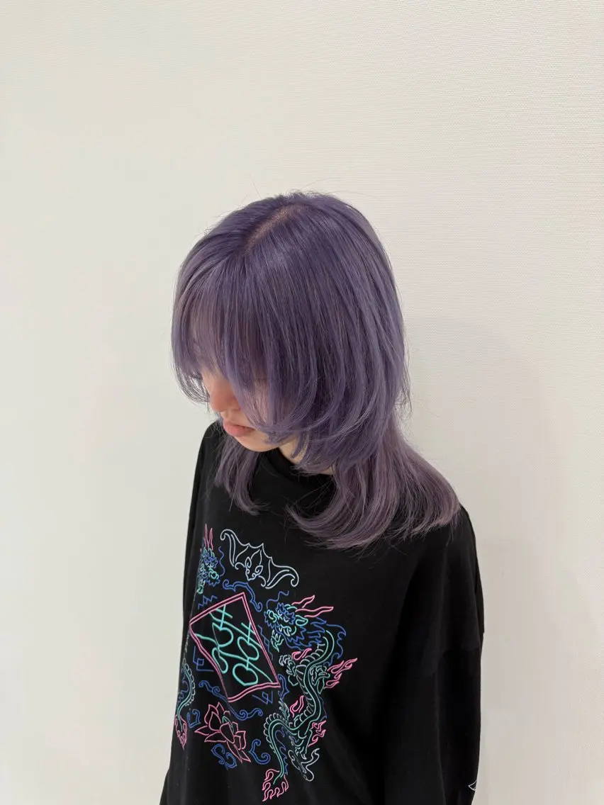 ミディアム カラー ブリーチ ラベンダーカラー カット ヘアカラー 韓国ヘア 野々山 ゆうとのヘアスタイル
