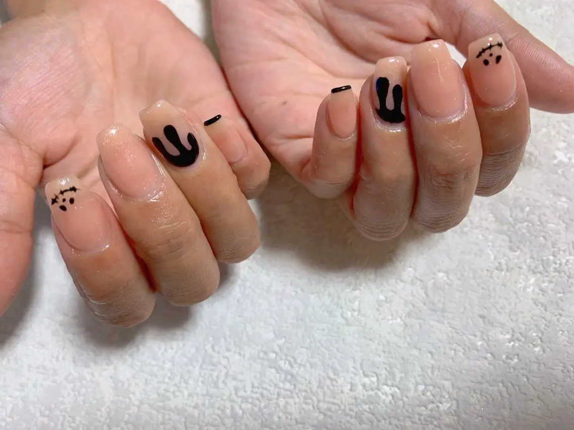 ネイル ジェルネイル ハロウィン 韓国ネイル メンズネイル パラジェル kiki nail たまプラーザのネイルデザイン