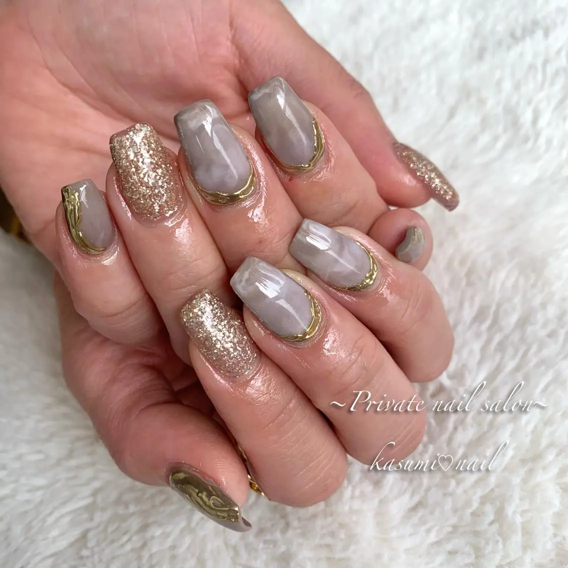 ネイル アートネイル ラメ(グリッター) マグネットネイル ミラーネイル 持ち込み KASUMI♡ Nailのネイルデザイン