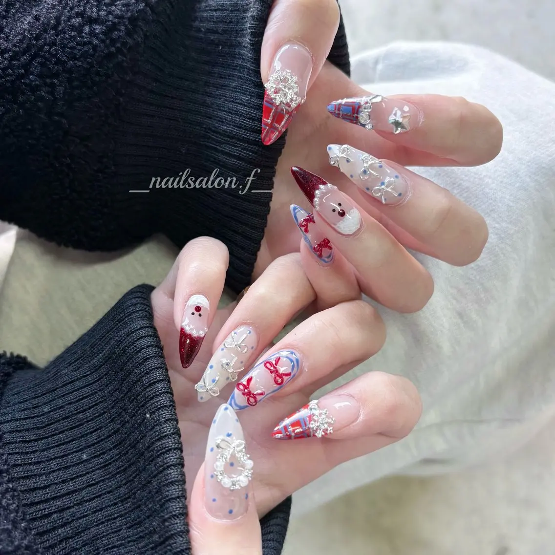 ネイル 冬ネイル クリスマス ハンドネイル Nailsalon Fのネイルデザイン