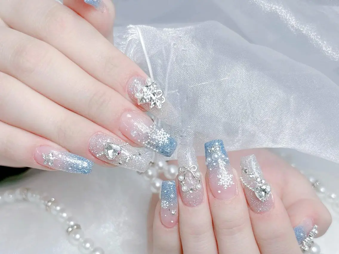 ネイル 成人式 大理石ネイル(マーブル) リボン 夏ネイル ネイルチップ ハンドネイル Mi Na Nail Salonのネイルデザイン