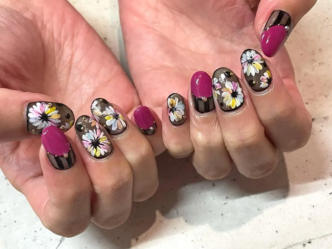 ネイル ハンドネイル 韓国/ワンホン/長さ 出しつけ放題🎀のネイルデザイン