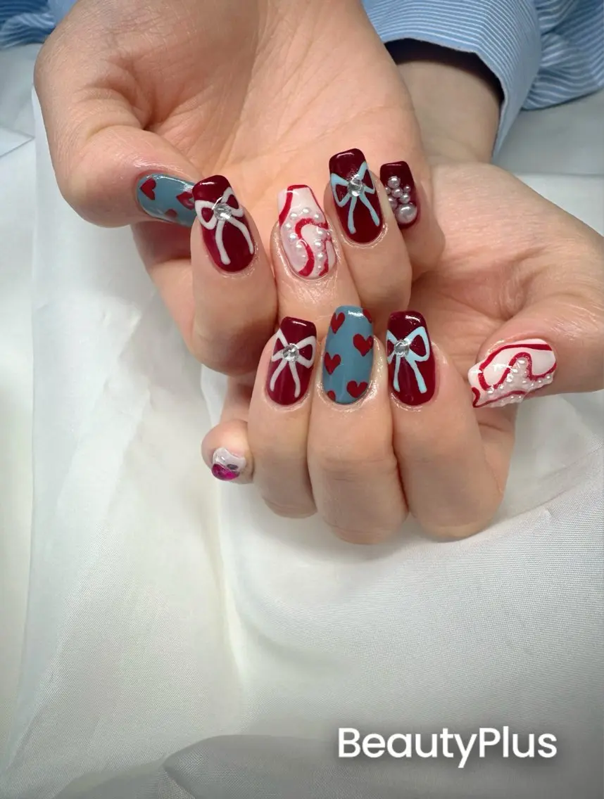ネイル アートネイル クリアネイル ハート 氷ネイル・うるうるネイル 韓国ネイル 🪞KAPE NAIL 🪞のネイルデザイン