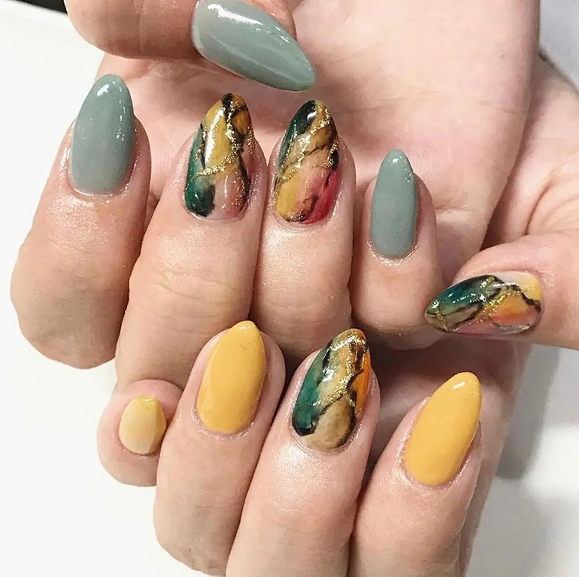 ネイル 渋谷／チップ長さ出し 👑アプレgel-xのネイルデザイン