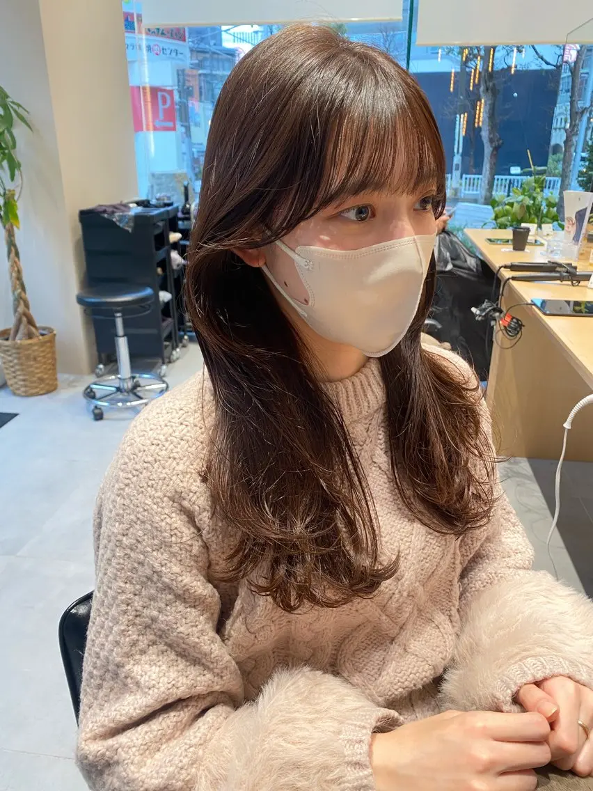 ロング カラー カット ヘアカラー トリートメント ヘアセット 🎀韓国レイヤー 🇰🇷mireiのヘアスタイル