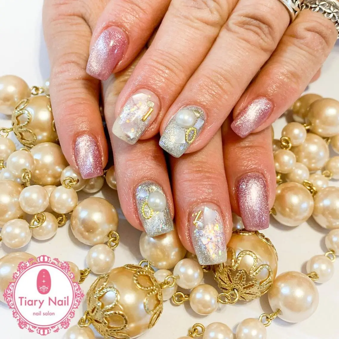 ネイル 桜ネイル クリアネイル フットネイル ジェルネイル キラキラネイル 💗🪽Tiary Nail🪽💗のネイルデザイン