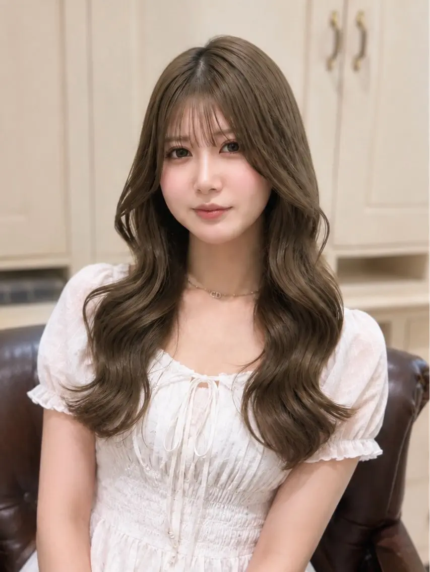 ロング カット ヘアカラー トリートメント 盛れる髪質改善カラー 💞はな🎀のヘアスタイル