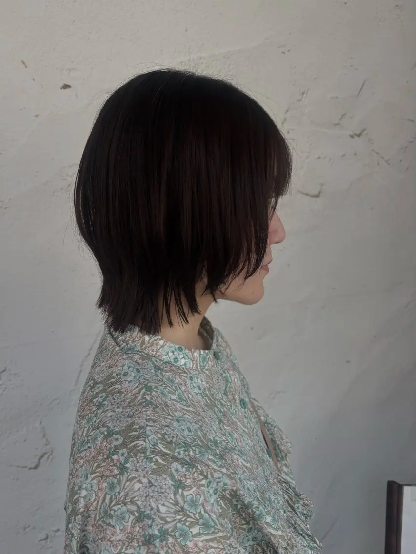 ミディアム ボブレイヤー ボブ くびれヘア 顔周りカット くびれレイヤー カット ヘアカラー BULL松戸⭐️ 渡邉 春佳のヘアスタイル