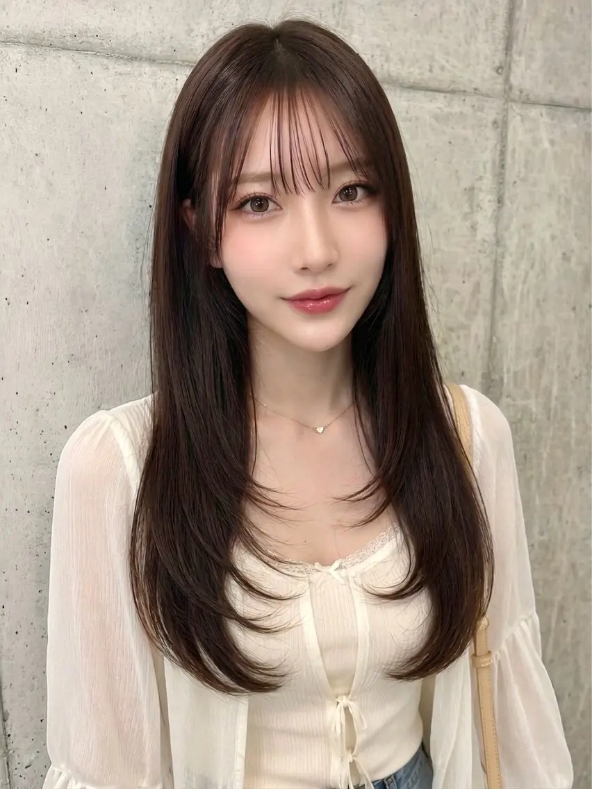 ロング カラー 髪質改善 似合わせカット 縮毛矯正 トリートメント カット ヘアカラー トリートメント 髪質改善 縮毛矯正/ レイヤー/銀座/本木のヘアスタイル