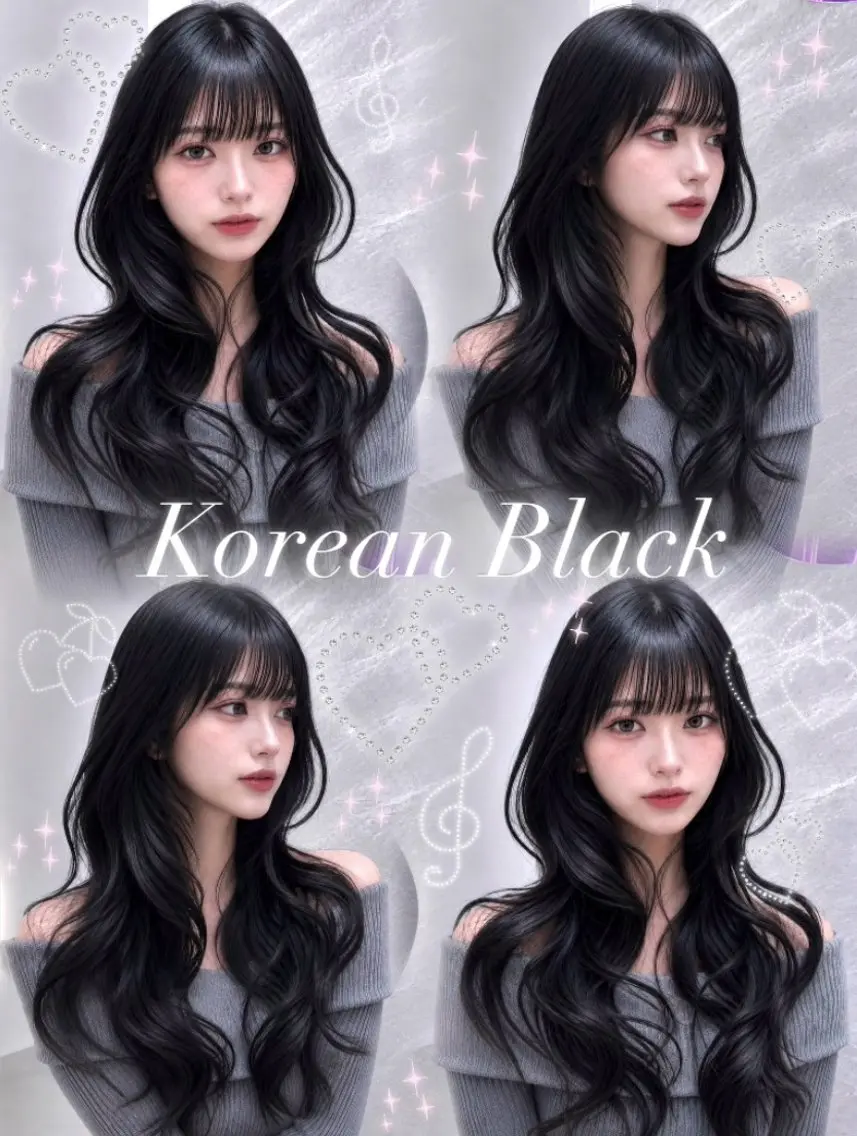セミロング カラー ヘアアレンジ 黒髪 ブルーカラー ブルーブラック 透明感カラー グレージュ ヘアカラー 🖤kana韓国ヘア 艶髪カラー特化🖤のヘアスタイル
