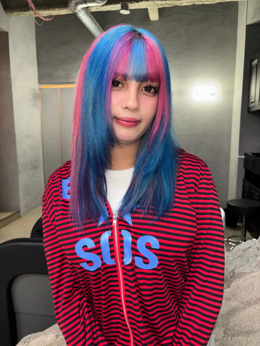 セミロング カラー ピンクカラー ヘアカラー デザインカラー /rioのヘアスタイル