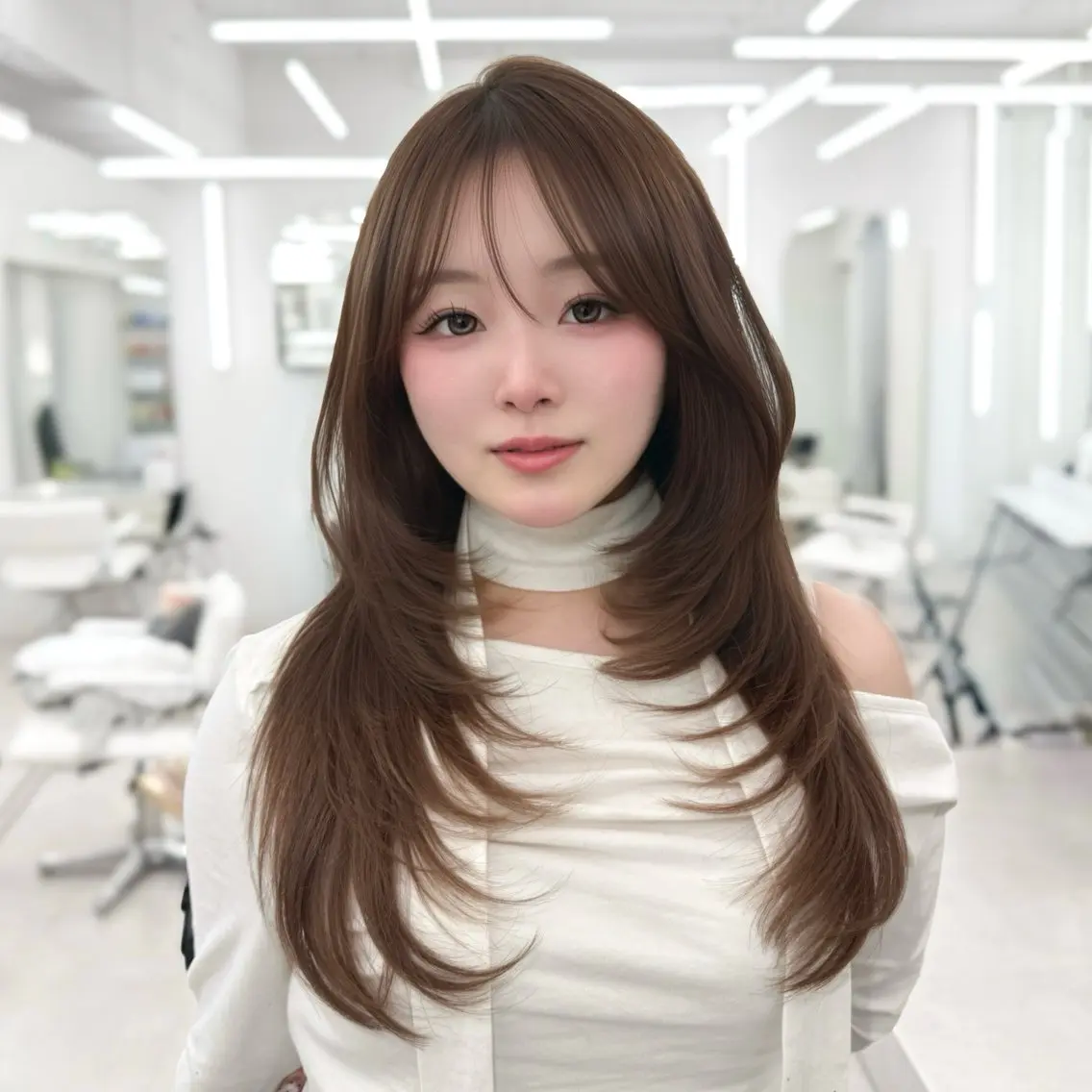 ロング カラー 透明感カラー 韓国風ヘア レイヤーカット 似合わせカット カット ヘアカラー トリートメント 韓国レイヤー× 顔まわり🕊️テルのヘアスタイル