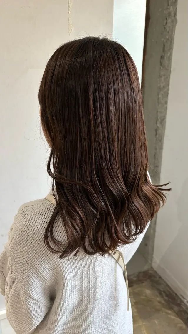 セミロング カラー カット ヘアカラー 安藤 まりのヘアスタイル
