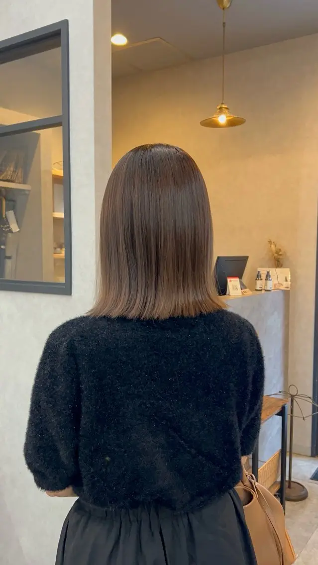 ミディアム カラー ブラウンカラー カット ヘアカラー トリートメント いなみね はるきのヘアスタイル