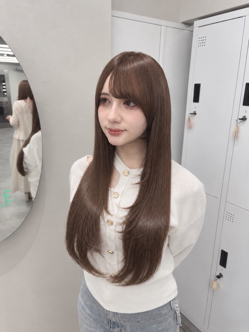 ロング シールエクステ ロングレイヤー ボブ エクステ レイヤーカット エクステ🤎うる艶 カラー┆横浜みいなのヘアスタイル