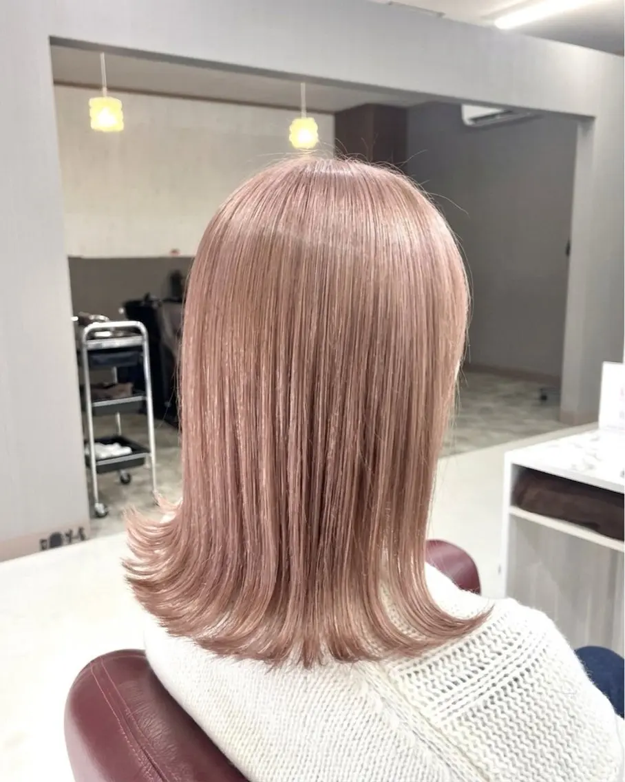ミディアム カラー ベージュカラー ピンクカラー ピンクベージュ KEN 🌟のヘアスタイル