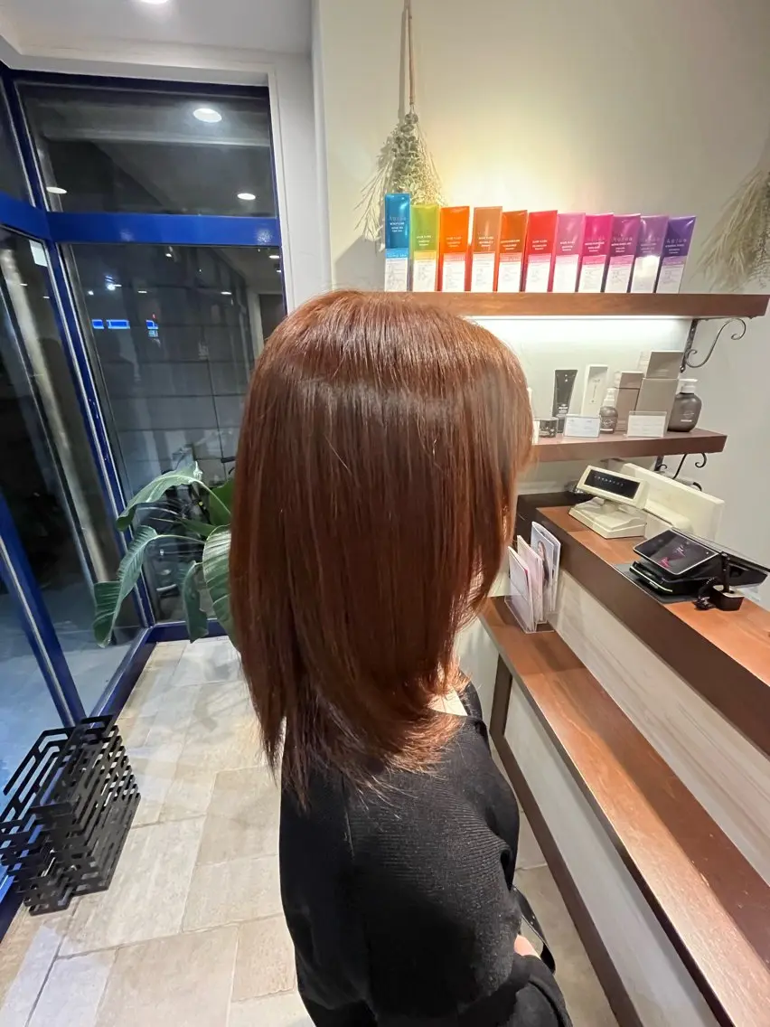 ミディアム カラー ヘアカラー 大人透明感艶カラー 寺田稜のヘアスタイル