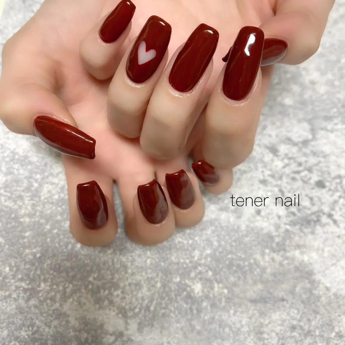 ネイル ボルドー ハート テネルネイル tener nailのネイルデザイン