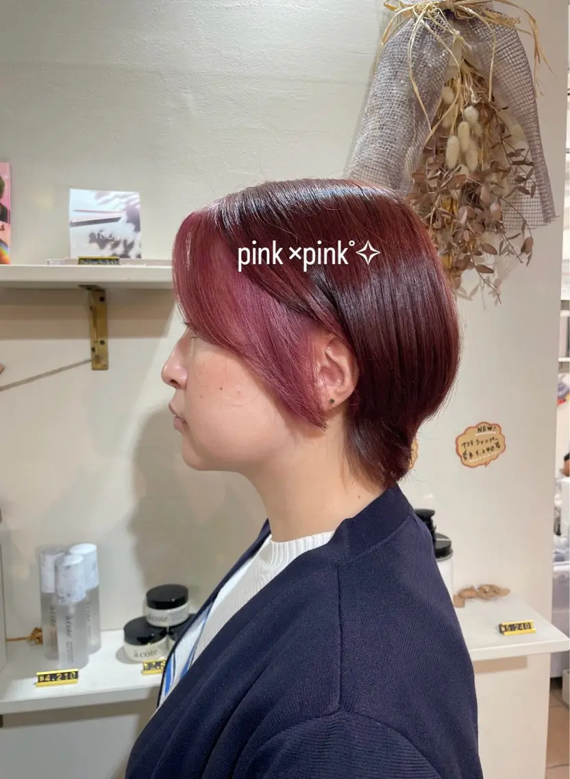 ショート カラー 顔周りレイヤー☆ スパ☆石上遥楓のヘアスタイル