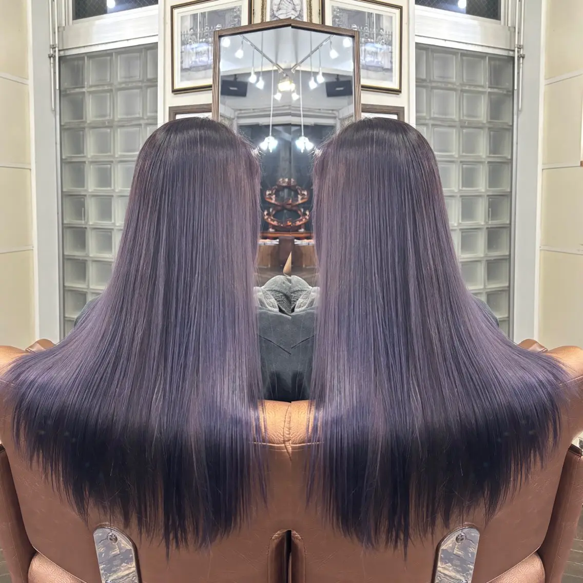 ロング カラー ブルーカラー 💎ハイトーン/艶 カラー モエカ💎のヘアスタイル