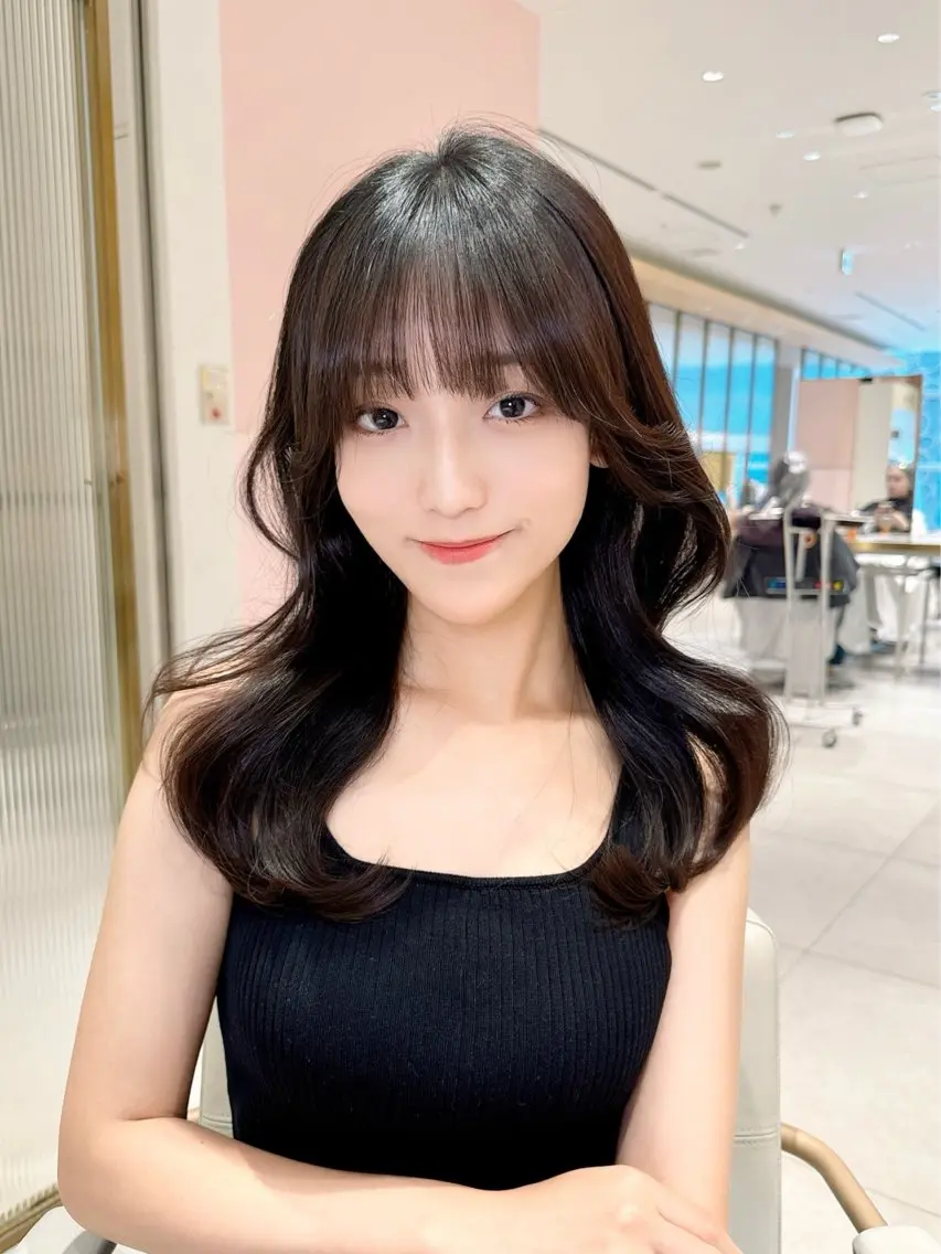 ミディアム カラー カット ヘアカラー トリートメント ヘッドスパ ヘアセット 韓国ヘア/レイヤー/ 顔まわり/りょーとのヘアスタイル