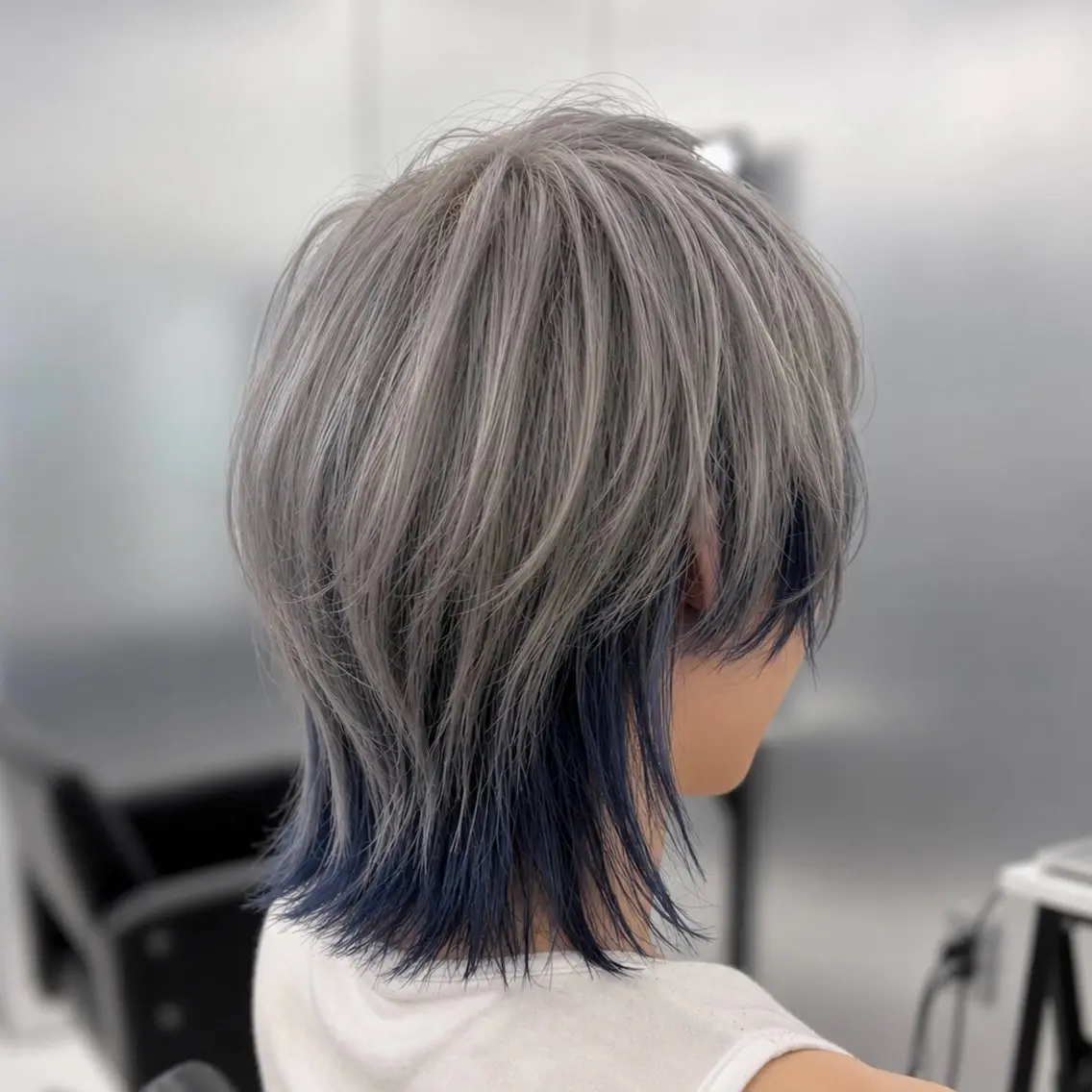 ミディアム カラー メンズ カット ヘアカラー トリートメント ʜᴀʀᴜᴋᴀ♱メンズ ウルフ/ブリーチのヘアスタイル