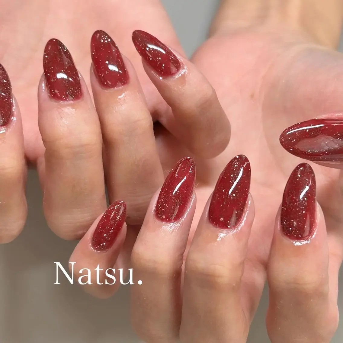ネイル ボルドー フラッシュネイル フットネイル Natsu nailのネイルデザイン
