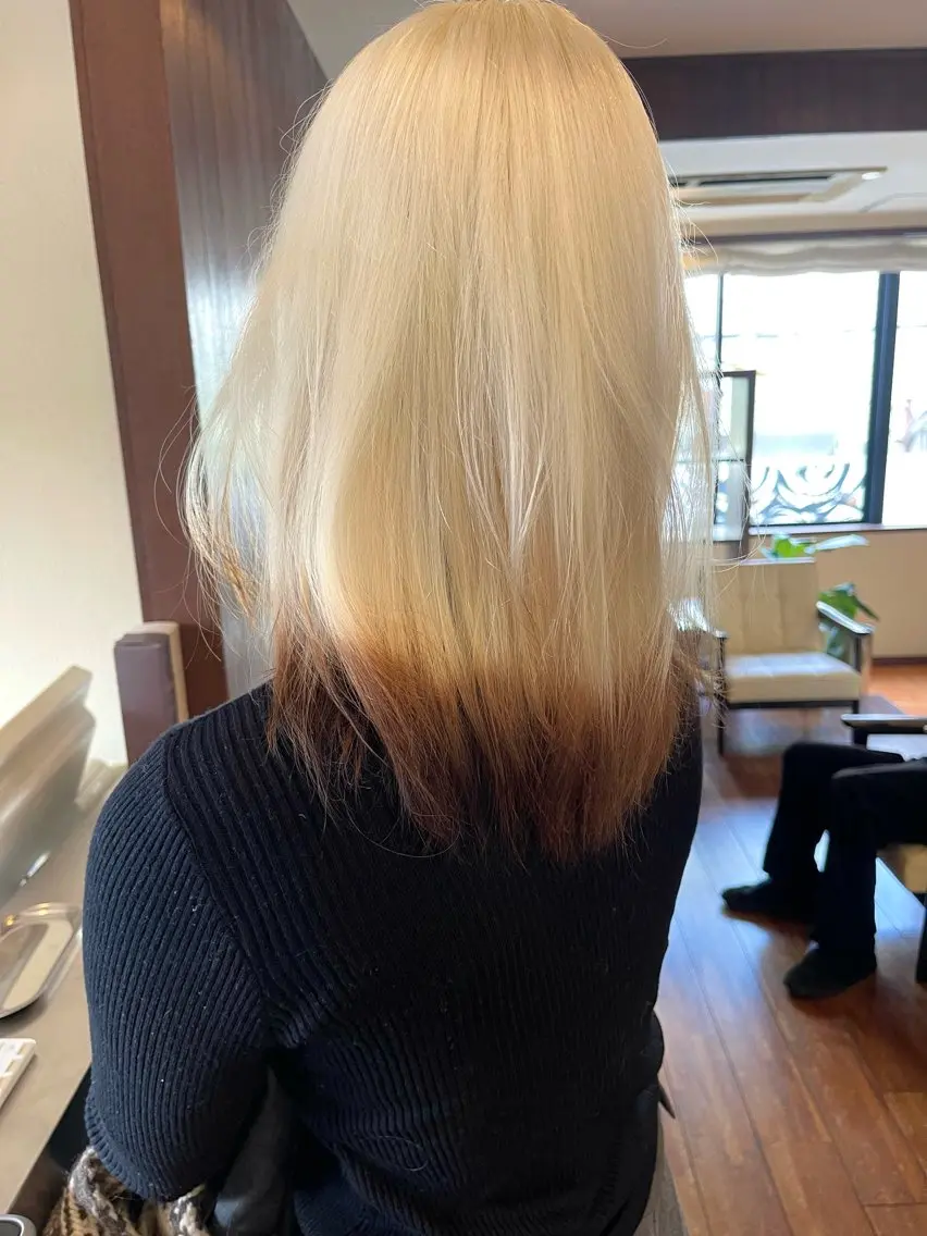 ミディアム カラー ブロンド カット ヘアカラー トリートメント 田室 和幸のヘアスタイル