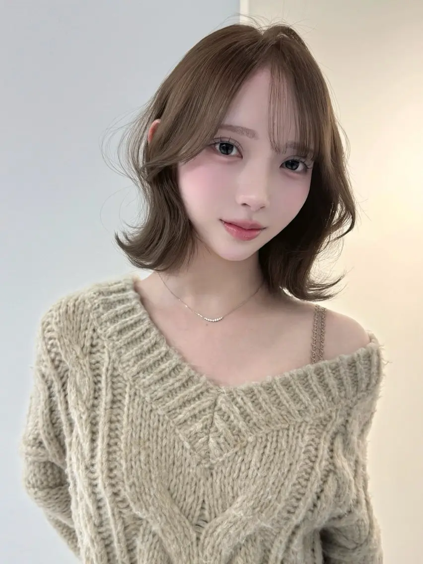 ミディアム カット ヘアカラー トリートメント ‎🤍髪質改善‎🤍 レイヤーカット‎🤍のヘアスタイル