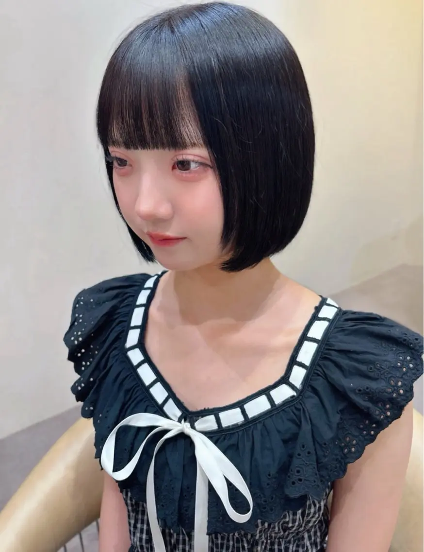 ミディアム カラー 黒髪 ボブ カット ヘアカラー トリートメント 艶暗髪 ピンクカラー 似合わせカット 栄のヘアスタイル