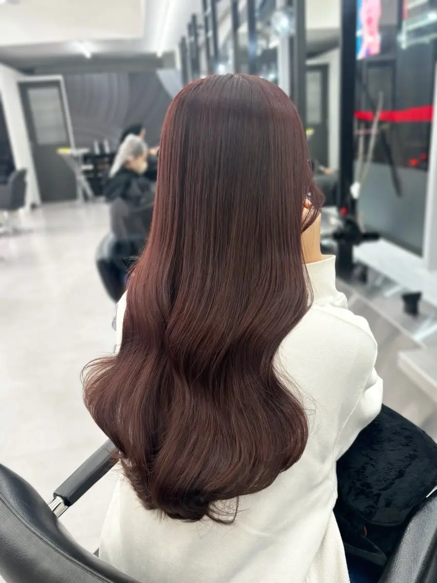 ロング カラー 縮毛矯正 トリートメント 心斎橋/ブリーチなし 髪質改善/レイヤーのヘアスタイル