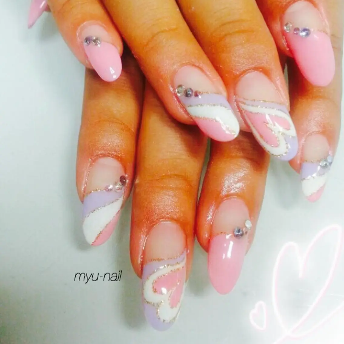 ネイル アートネイル ハート ホームサロン myu-nailのネイルデザイン