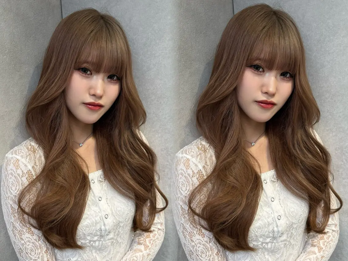 ロング カラー ブリーチ 透明感カラー ハイトーンカラー 韓国風ヘア レイヤーカット カット ヘアカラー レイヤー💫Wカラー 🍎森貝洋亮🍎のヘアスタイル