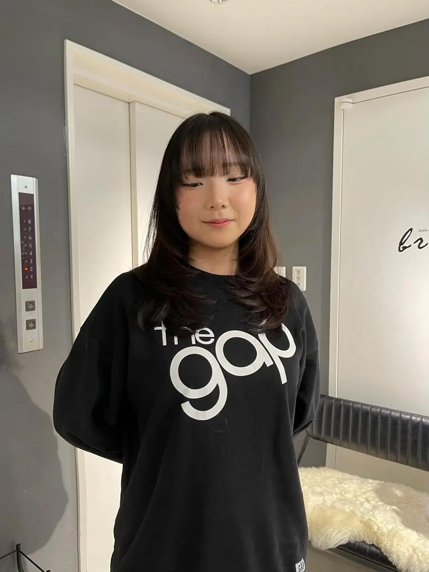 セミロング カラー レイヤーカット カット ヘアカラー トリートメント 縮毛矯正/ 艶髪/NENEのヘアスタイル
