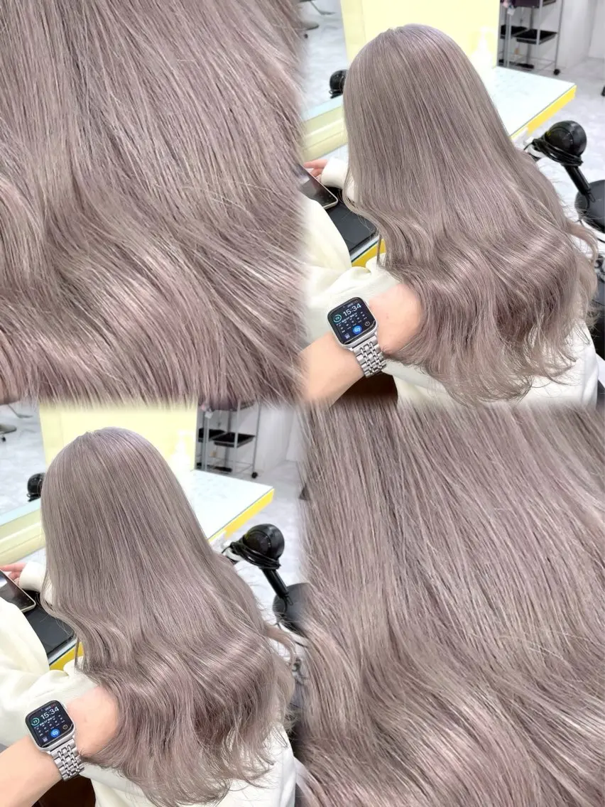 ロング カラー ブリーチ 透明感カラー ブリーチなしカラー 髪質改善 韓国風ヘア 🦋chisa🦋 韓国カラー🤍のヘアスタイル