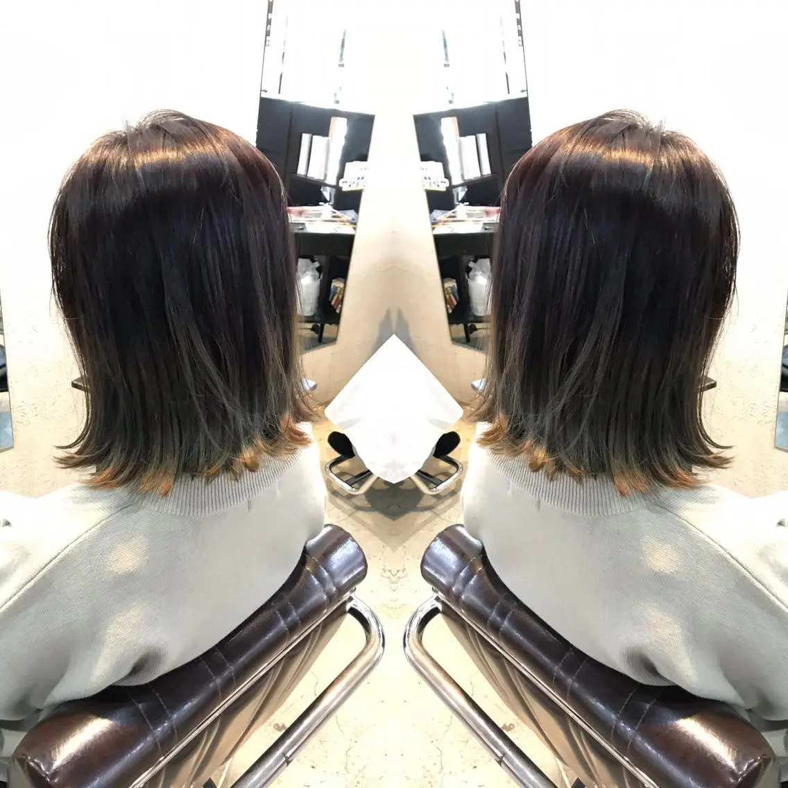 カラー アッシュ ベージュカラー 正分 真美のヘアスタイル