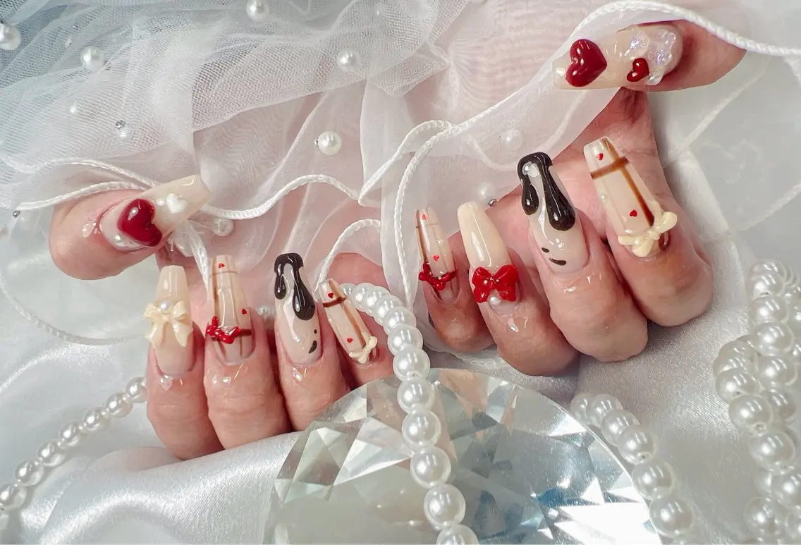 ネイル バレンタイン ハンドネイル bijou nails 蓮のネイルデザイン